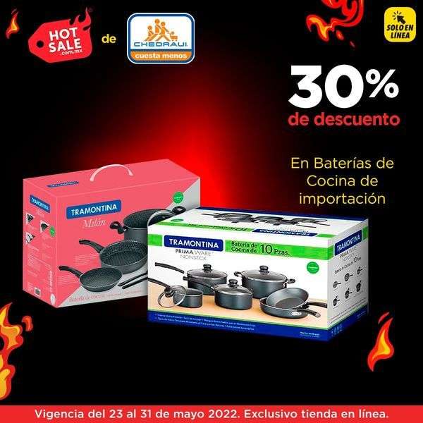 Chedraui: 30% de descuento en Baterías de cocina de importación (Exclusiva tienda en línea)