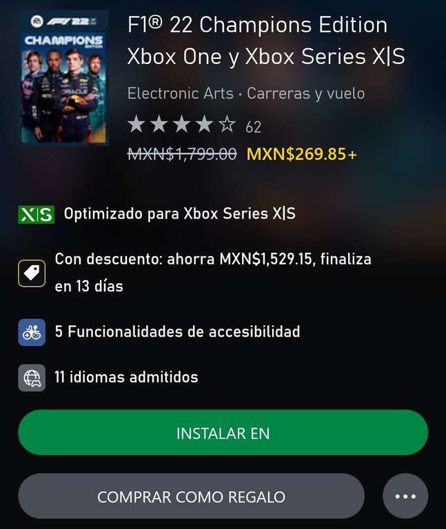 F1 2022 Xbox One, Series X|S, Microsoft Store.