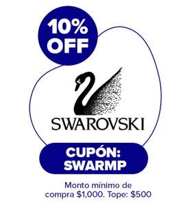Swarovski: 10% de descuento en Swarovski pagando con Mercado Pago (mínimo de compra de $1000 y topado a $500)