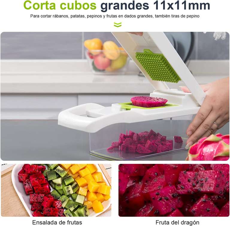 Amazon: KAMYSEN Picadora de verduras, picadora de verduras multifuncional, con 6 cuchillas de acero inoxidable, cortador de verduras 14 en 1