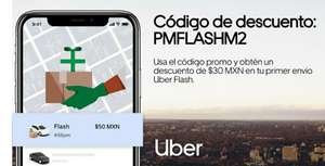 Descuento de 30 pesos Uber 1 viaje o flash moto
