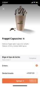 Dos Frappe capuccino por $84 (DiDi Food) /Coffee Tree Cinépolis/