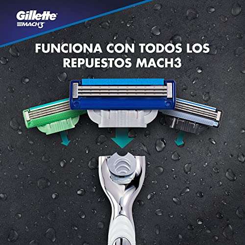 Amazon: Gillette Mach3 Rastrillo para Afeitar Turbo Recargable + 4 Repuestos para Afeitar + Estuche de Viaje envió gratis con PRIME