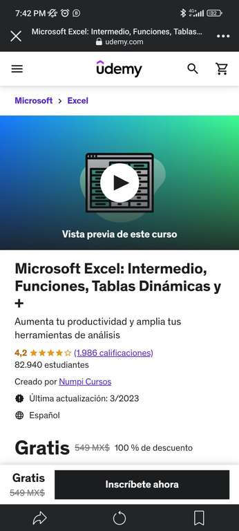 Microsoft Excel: Intermedio, Funciones, Tablas Dinámicas y +