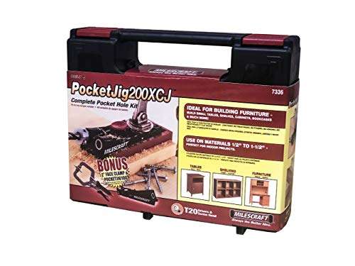 Amazon: Milescraft PocketJig200XCJ – Paquete de agujeros de bolsillo con 2 plantillas y una abrazadera de cara de 5 cm