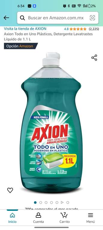 Amazon: Axion todo en uno plástico 1.1L lavatrastes. Planea y cancela