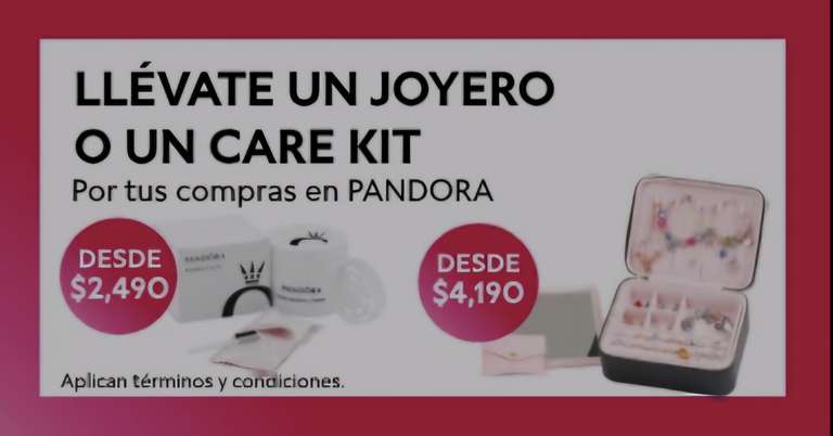 Pandora: Joyero o Care Kit gratis por compras