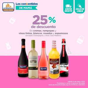 Chedraui: 25% de descuento en Vinos Tintos, Rosados, Espumosos, Cremas y Rompopes (Exclusivo tienda en línea)