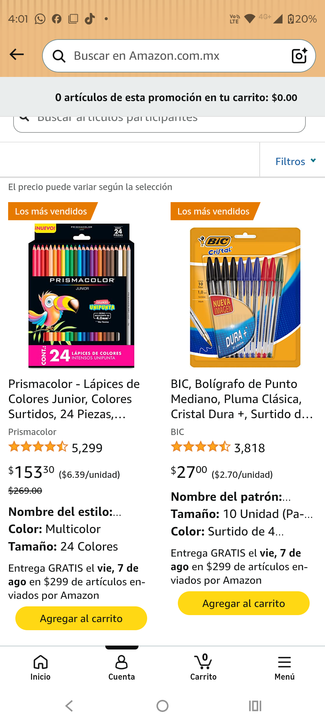 Amazon: Prismacolor 24 piezas .... $459 por 4 paquetes