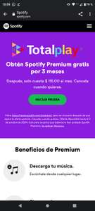 Spotify premium 3 meses gratis a usuarios TOTALPLAY (cuentas que no hayan sido premium) | usuarios seleccionados