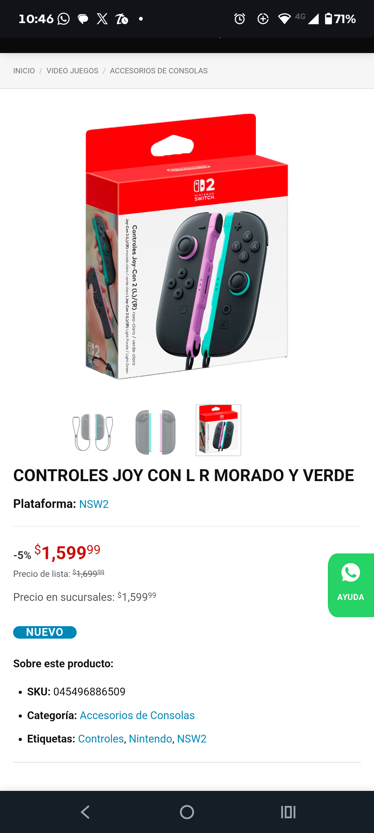 GamePlanet: Nuevos JOY CON Nintendo Switch 2 Morado y verde, solo antes de las 3pm en tienda fisica