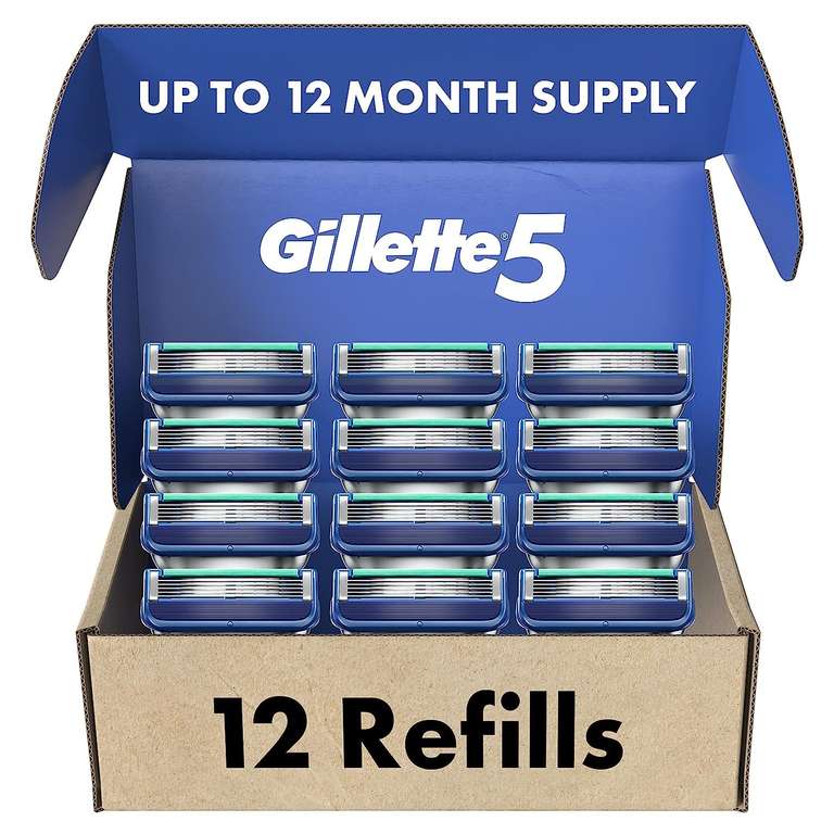 Amazon MX: Gillette 5 - 12 cartuchos de afeitar para hombre, con 5 navajas c/u