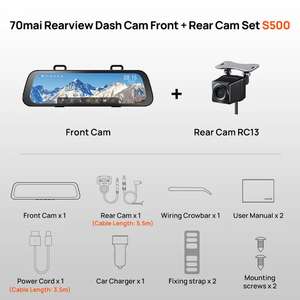 Aliexpress | 70mai Rearview Dash Cam S500+Rear Cam Set