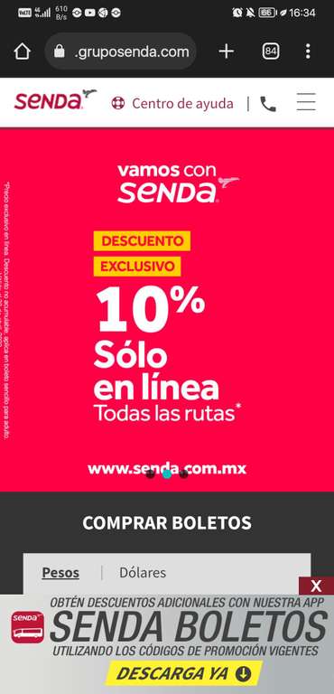 Grupo Senda: Oferta en boletos senda 10% OFF
