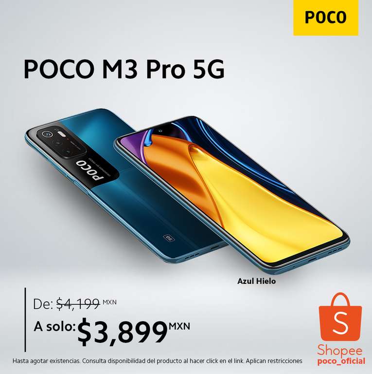 Shopee: Poco M3 Pro 5G Dual SIM 64 GB Azul Hielo 4 GB