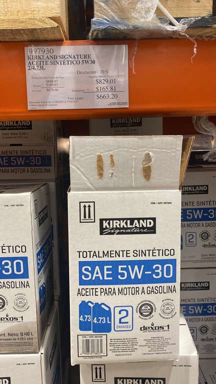 Costco: 2 Aceites sintético 5-w30 de 4,73 litros marca kirkland a un precio inmejorable - Zapopan
