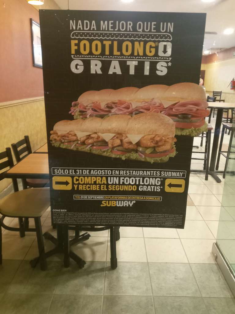 Subway: Foot long gratis en la compra de otro - Durango