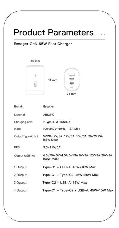 AliExpress: Essager-cargador USB tipo C para teléfono móvil, dispositivo de carga rápida QC3.0, para IPhone 12, 13 Pro, Max, Xiaomi, 65W