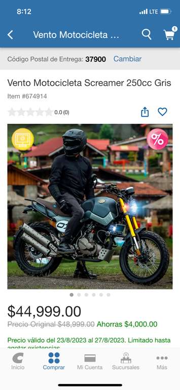 Costco: Vento Motocicleta Screamer 250cc Gris