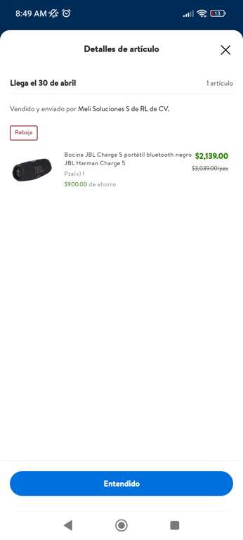 Walmart: Bocina JBL Harman Charge 5 Bluetooth portátil en color negro