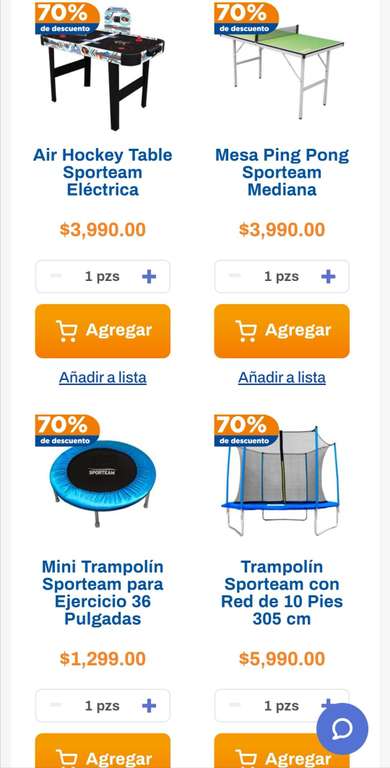 Chedraui: 70% de descuento en mesas de juego y trampolines Sporteam (Exclusiva tienda en línea)