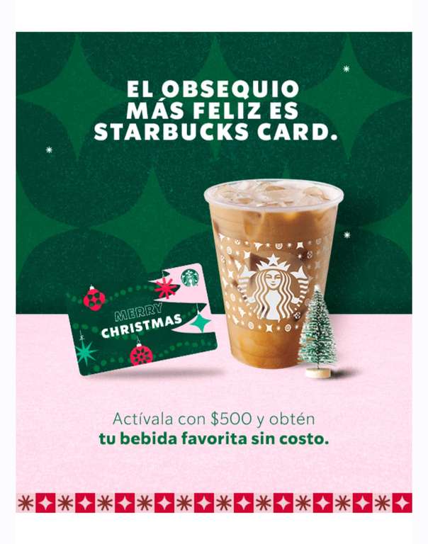 Starbucks Rewards - Bebida Grande Gratis al activar la Card Global Merry Christmas