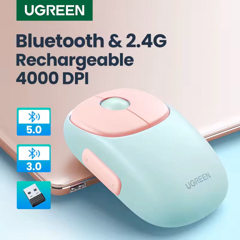 AliExpress | Mouse inalámbrico UGREEN, recargable, 4000 DPI, ratón Bluetooth de carga para MacBook, iPad, tableta y portátil | Monedas