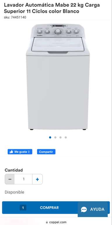 Coppel: Lavadora Automática Mabe 22 kg Carga Superior 11 Ciclos color Blanco
