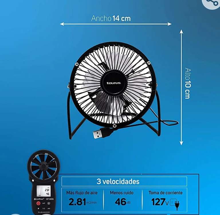 Amazon: Ventilador mini marca Taurus para hacer menos sufrido este calor infernal | envío gratis con Prime