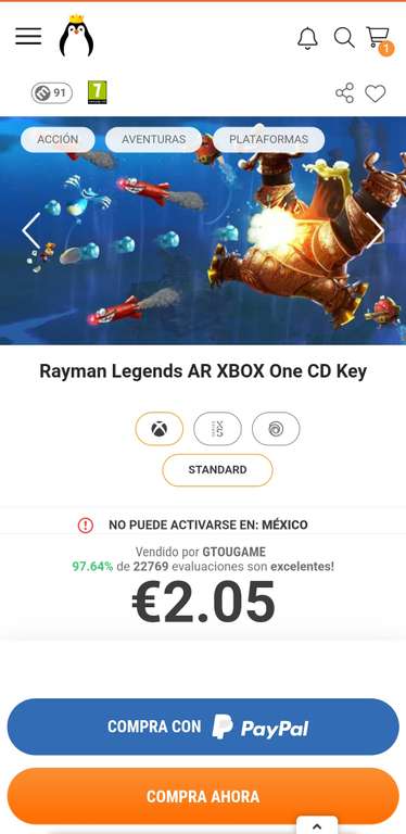 oficina postal Banco de iglesia Entretenimiento Kinguin: Rayman Legends para Xbox One, Series X|S, VPN Argentina -  promodescuentos.com