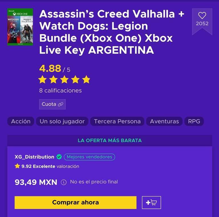 ENEBA | Assassin's Creed Valhalla + Watch Dogs: Legion (Xbox One) Key Argentina