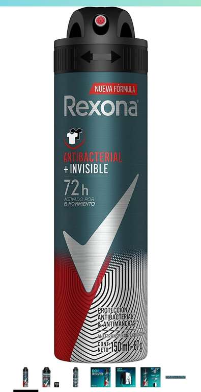 Amazon | Antitranspirante en Aerosol REXONA MEN Antibacterial + Invisible, 150 ml