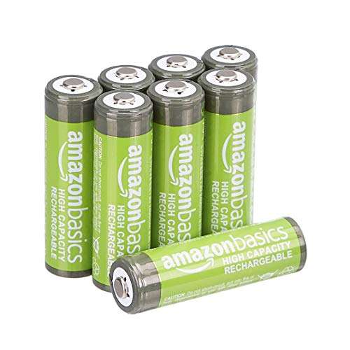 Amazon Basics: Paquete de 8 Baterías Recargables AA, Alta Capacidad 2400 mAh + Paquete de 8 Baterías Recargables AA 2000 mAh