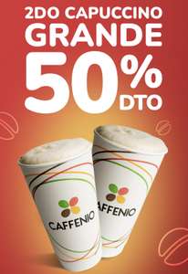 CAFFENIO: 2do Cappuccino Grande con 50% de descuento (ciudades seleccionadas)