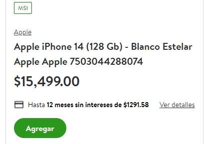 Bodega Aurrera: Apple iPhone 14 (128 Gb) - Blanco Estelar