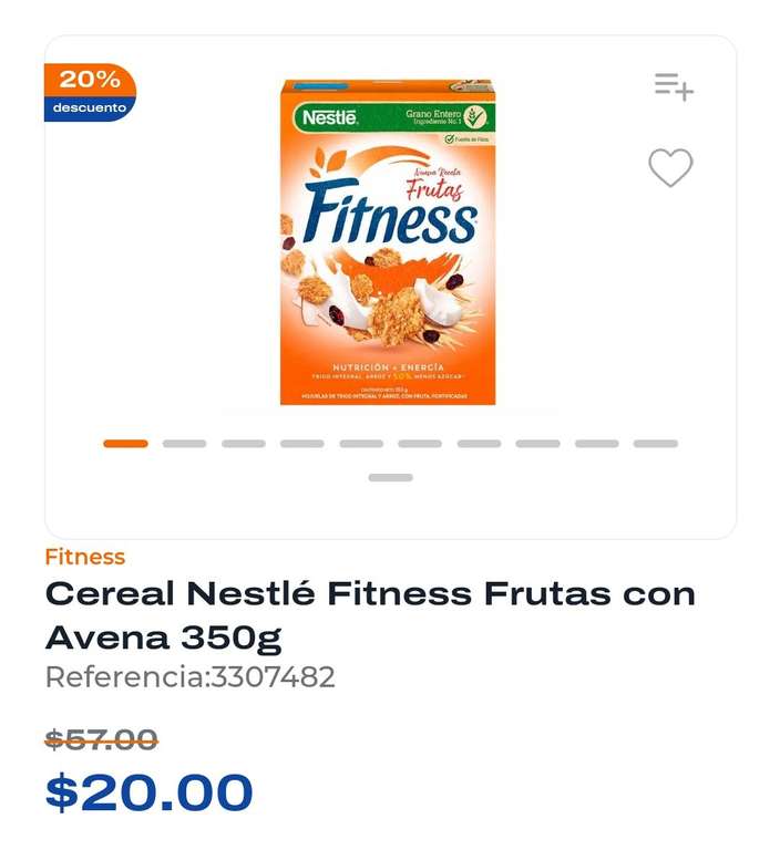 Chedraui: Cereal Nestlé Fitness Frutas con Avena 350g
