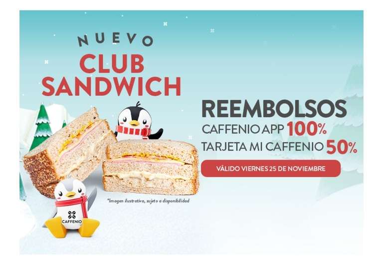 Caffenio: Club Sandwich 100% de reembolso