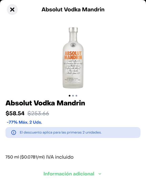 Rappi: Absolut Vodka 750ml | Rappi Turbo - La Paz, Puebla