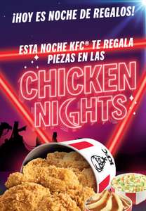 KFC: Chicken Nights, Piezas de pollo GRATIS en paquetes clásicos (los martes y jueves desde las 18:00 hasta el cierre)
