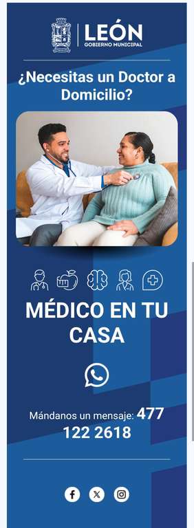 León, Guanajuato: Médico en casa gratuito para personas con discapacidad física, adulto mayor, postrado en cama y/o vulnerable