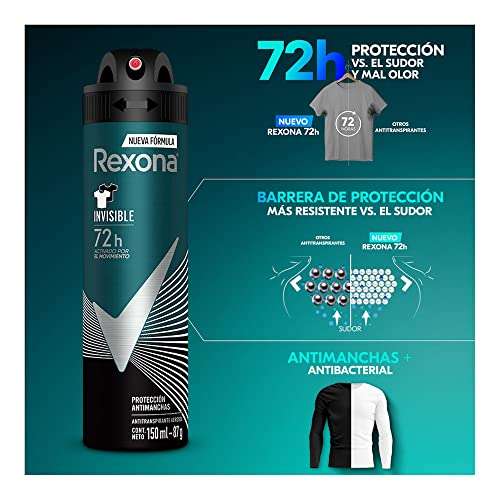 Amazon: Rexona Antitranspirante Men Invisible en Aerosol, 150 ml
