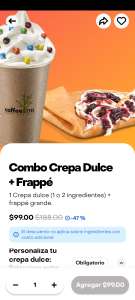 Rappi: En cinepolis Coffee Tree, frappe mas crepa dulce o salado
