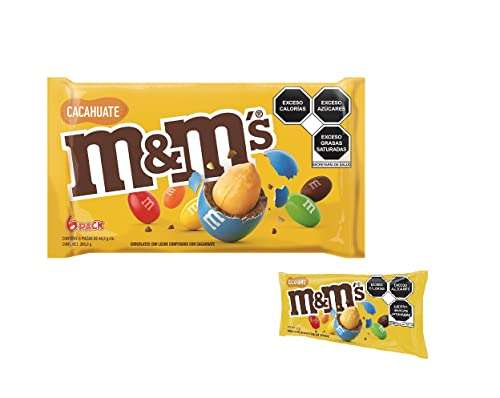 Amazon: chocolates m&ms 4 cajas de 6 piezas por $259.44