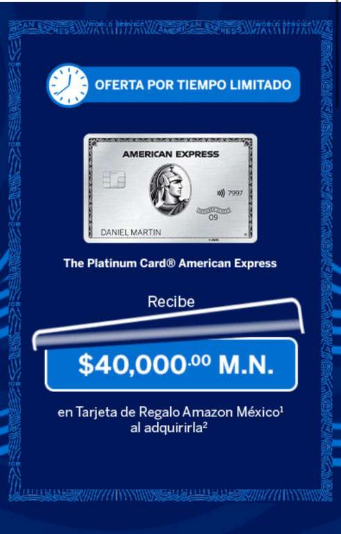 American Express: 40,000 pesos gratis en saldo Amazon Platinum Card