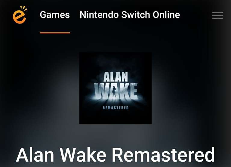 Nintendo eShop: Alan wake Nintendo Switch