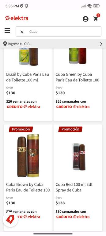 Elektra: Perfumes Cuba en descuento