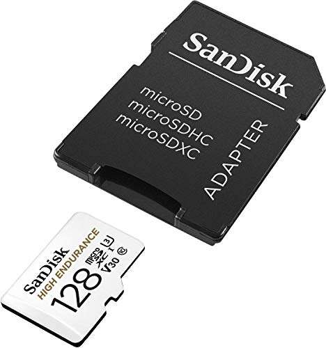 AMAZON: SanDisk Tarjeta microSD de video de alta resistencia de 128 GB (Excelente para cámaras de seguridad)