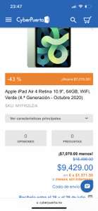iPad Air 4 retina 64gb en cyberpuerta