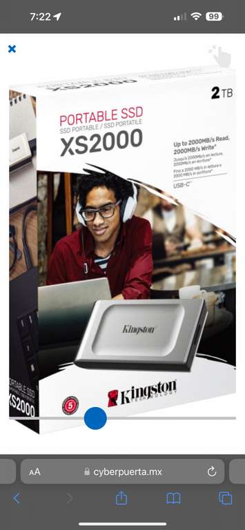 Cyberpuerta: SSD Kingston XS2000 externo 2TB