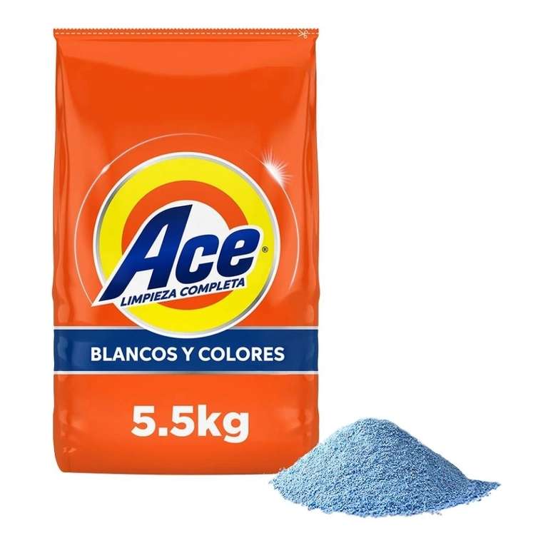 Walmart: Detergente en polvo Ace Limpieza Completa para lavar blancos y colores 5.5 kg